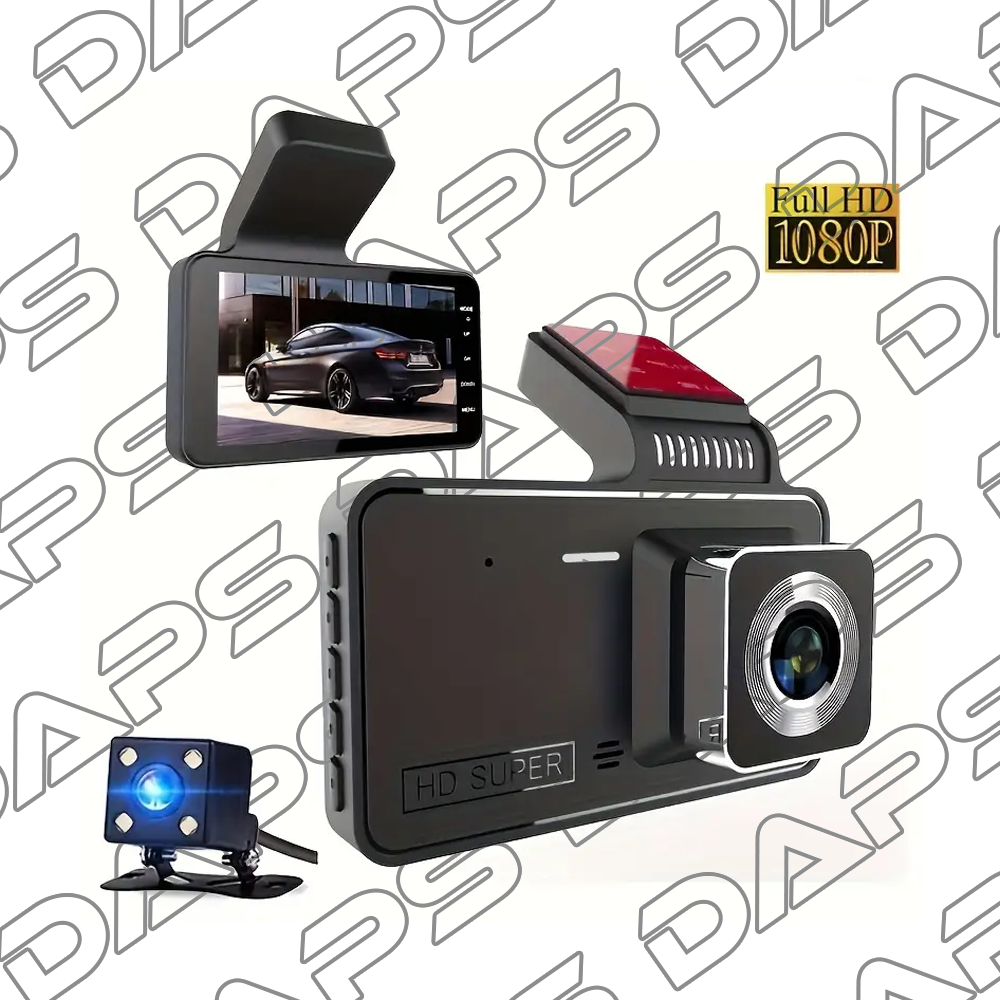 DAPS Full HD 1080P Dash Cam – Front & Rear, 4" Display, Night Vision