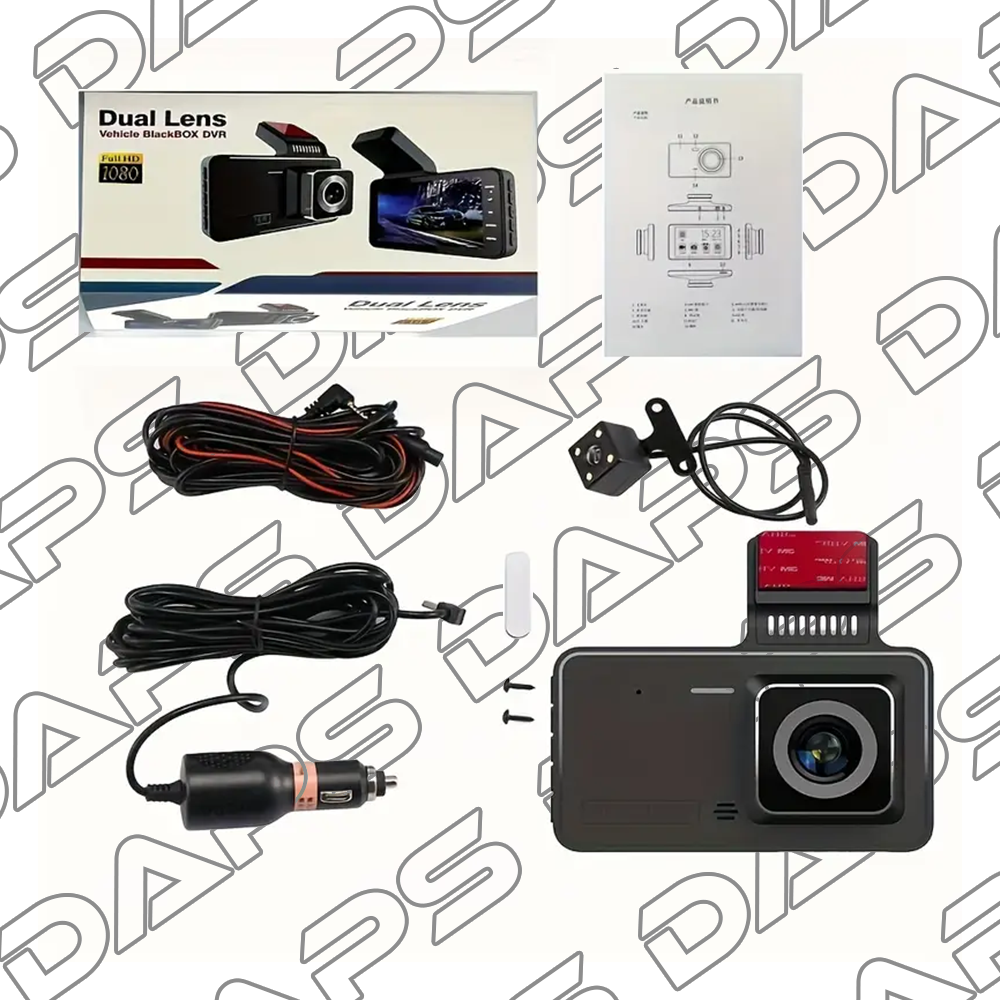 DAPS Full HD 1080P Dash Cam – Front & Rear, 4" Display, Night Vision