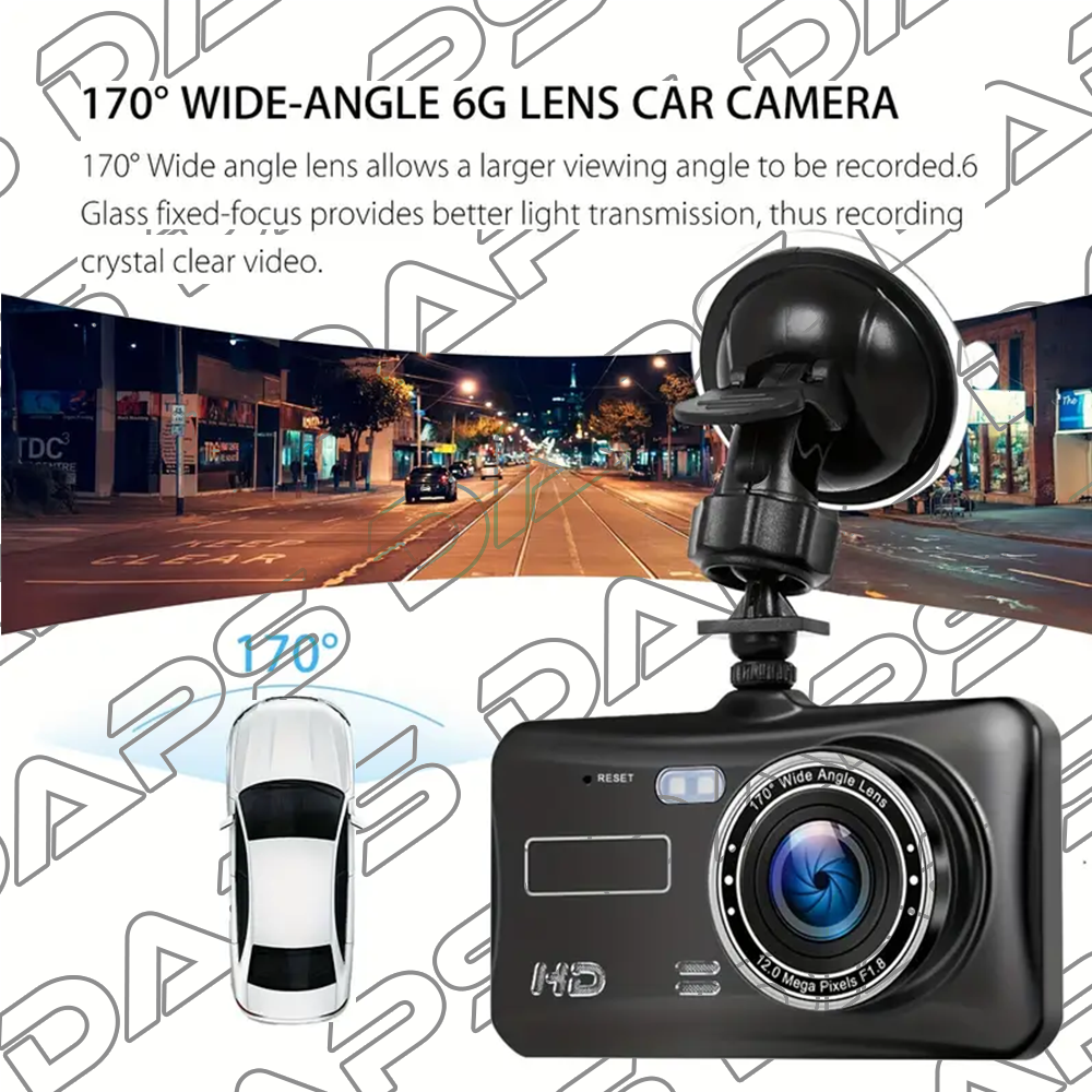 DAPS Touch Screen Dash Cam 1296P – Front & Rear, Night Vision